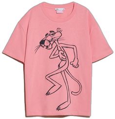 Zara Pink Casual T-shirt, Pink Cartoon Print Crew Neck Top, Pink Crew Neck Top With Cartoon Print, Pink Graphic Tee With Cartoon Print, Pink Relaxed Fit Graphic Tee, Casual Pink Cartoon Print Tops, Pink Cartoon Print Tops With Relaxed Fit, Pink Cartoon Print Top With Relaxed Fit, Pink Cartoon Print Top In Relaxed Fit