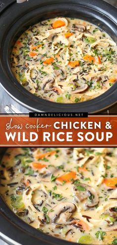 SLOW COOKER CHICKEN AND WILD RICE SOUP Wild Rice Soup Crockpot, Chicken And Wild Rice Soup, Chicken Wild Rice Soup, Chicken And Wild Rice, Wild Rice Soup, Soup Recipes Slow Cooker, Rice Soup, Crockpot Recipes Slow Cooker