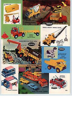 an advertisement for toys trucks and construction vehicles