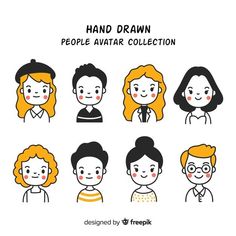 hand drawn people avatars collection