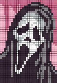 How To Turn A Picture Into A Crochet Pattern, Goosebumps Pixel Art, Ghostface Grid Pattern, Megamind Pixel Art, Ghost Face Crochet Tapestry, Ghost Face Pixel Art Grid, Ghostface Pixel Art Grid, Scream Tapestry Crochet, Black And White Crochet Patterns Free