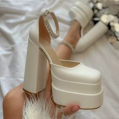 Shown Color: Ivory; Occasion: Evening Party; Material: Satin; In stock or not: Shipping in 48 hours; Season: Fall, Spring, Summer; Heel Height Range: High Heels; Heel Type: Thick Heels; Select Heel Height: 15 cm; Shoes Type: Heels; Shown Heel Height: 15 cm / 6 inch; Toe: Square Toe; Trend Collections: Fashion; Years: 2023; Chunky Pumps, Shoes For Woman, Summer High Heels, Crystal Dress, Wedding Pumps, Party Pumps, Women Platform Shoes, Types Of Heels, Satin Heels