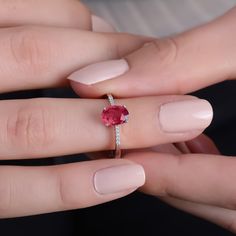 Diamond Engagement Ring, Dainty Red Ruby Ring, Oval Cut Gemstone Natural Ruby Diamond : 0.05 CT. F / SI (10 piece) Natural Ruby : 1.65 CT. (1 piece) Gram 2.50 (It may differ depending on the ring size) Product Code: MR0011071 This product belongs to Tilya Jewelery private collection . You can browse our store for other special collection products. All of our products are stamped and made of solid gold . All of our products are handmade and will be sent as new, specially produced. All of our diam Red Oval Birthstone Ring With Prong Setting, Red Oval Sapphire Birthstone Ring, Red Sapphire Ring With Oval Shape And Accent Stones, Red Sapphire Ring With Accent Stones, Oval Shape, Oval Ruby Solitaire Ring, Oval Red Gemstone Birthstone Ring, Red Oval Crystal Ring Fine Jewelry, Red Oval Crystal Ring With Accent Stones, Oval Ruby Rings With Birthstone