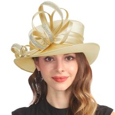 PRICES MAY VARY. This Derby hat are made from top quality satin ribbon fabrics. This Sunday church hat is a classic hat, decorated with ribbon band and rhinestone, short upturned brim, looks beautiful and elegant. Hat circumference: 57cm/22.5inches. (drawstring adjuster inside) This Church hat is a perfect choice for any occasion such as Church, Race, Cocktail, Tea Party, Wedding, Kentucky Derby Day, Travelling, Honeymoon and Anniversary etc. Prompt: You can make it looks perfect by STEAM IRONIN Kentucky Derby Party Hat With Satin Bow, Elegant Fitted Mini Hats For Holiday, Party Hats With Ribbon And Short Brim, Party Hat With Ribbon And Short Brim, Elegant Hat With Satin Bow For Party, Elegant Party Hat With Satin Bow, Elegant Fitted Costume Hats And Headpieces For Holidays, Elegant Adjustable Hat For Holidays, Elegant Adjustable Hat For The Holidays