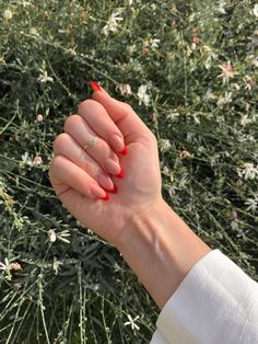 December Nails, Edgy Nails, Minimal Nails, Simple Acrylic Nails, Almond Acrylic Nails, Red Nail, Funky Nails, Short Acrylic Nails