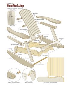 an image of a wooden lawn chair with instructions on how to build it and where to put the seat