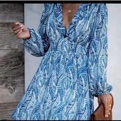 Nwt Aakaa Printed Dress Comfy,Pretty Flowy Dress True To Size Size L Size M $45/ Each Medium Pit To Pit :18” Length: 33” Large Pit To Pit:19” Lenght: 34” Breezy Long Sleeve Floral Print Dress, Blue Casual Breezy Dress, Breezy Blue V-neck Midi Dress, Blue Breezy Mini Dress For Brunch, Breezy Blue Mini Dress For Brunch, Cream Boho Dress, Black Halter Mini Dress, Trending Tops, 60 Dress