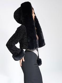 Kendall Black Faux Fur Coat Faux Fur Cropped Jacket, Black Faux Fur Coat, Chic Wardrobe, Tie Dye Jumpsuit, Maxi Dress Cocktail, Jacket With Hood, Sparkly Dress, Plus Size Jumpsuit, Black Faux Fur