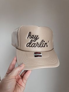 Rope font Initial Trucker Hat, Brown Trucker Hat, Tan Trucker Hat, Trendy Trucker Hats, Rope Font, Boho Mom, Boutique Names, Custom Trucker Hats, Mom Hats