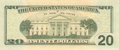 an twenty dollar bill with the white house on it's front and back side