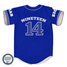 Organizations :: Fraternities :: Phi Beta Sigma :: Phi Beta Sigma - Baseball Jersey - Classic Greek Letters - GOMAB Varsity Baseball Jersey With Baseball Collar For Team Events, Baseball Season Team Events Jersey, Pre-shrunk Baseball Jersey For College Sports Season, Collegiate Pre-shrunk Baseball Jersey For Sports Events, Blue Graphic Print Baseball Jersey For Baseball Season, Varsity Crew Neck Baseball Jersey For Team Events, Customizable Sporty Baseball Jersey For Streetwear, Team Spirit Jersey With Baseball Collar For Fans, Collegiate Baseball Jersey As Fan Merchandise