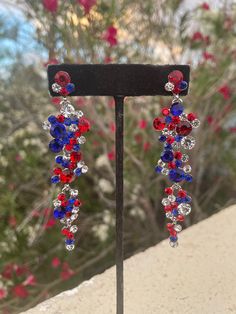 red white and blue earrings Blue Patriotic Drop Earrings, Patriotic Blue Drop Earrings, Patriotic Blue Dangle Jewelry, Red Dangle Earrings For 4th Of July, Patriotic Blue Earrings For Party, Patriotic Red Drop Earrings, 4th Of July Blue Drop Earrings, Red Patriotic Jewelry For Party, Patriotic Blue Jewelry For Party