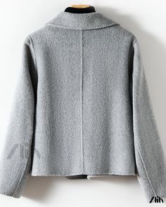 Zlily - Pure Wool Overcoat for Outerwear Plain Long Sleeve Winter Outerwear, Spring Long Sleeve Pea Coat For Cold Weather, Fitted Plain Winter Outerwear, Fitted Plain Outerwear For Winter, Gray Solid Color Outerwear For Spring, Gray Outerwear For Spring, Gray Collared Outerwear For Spring, Plain Gray Fall Outerwear, Gray Long Sleeve Outerwear