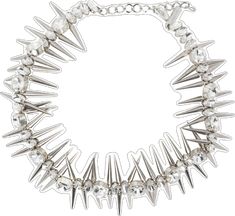 Punk Spikes Choker For Party, Punk Spiked Choker For Parties, Edgy Spiked Choker For Party, Party Choker With Spikes, Punk Style Spiked Choker, Punk Style Spiked Choker Jewelry, Edgy Spiked Jewelry For Parties, Edgy Metal Jewelry With Spikes, Edgy Silver Jewelry With Spikes