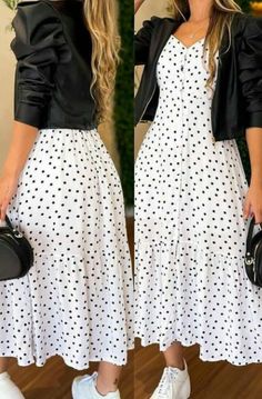 Chique Outfit, Modesty Outfits, Cute Modest Outfits, Trendy Dress Outfits, White Polka Dot Dress, Foto Poses, Church Outfits, Casual Chic Outfit