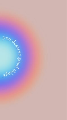 a blue and pink circle with words in the center on a light brown background that says, i love you