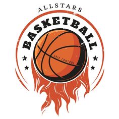 an all star basketball emblem with flames