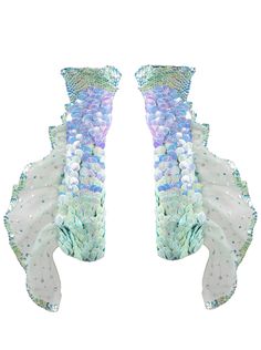 These mermaid gill gloves belong to our river mermaid spirit Sungai and are handmade with a stretch velvet base and adorned in different mint and blue mermaid scales and sequins. The sides of the gloves have a fabulous mint fishlike ruffle that has been beaded in shades of mint and holographic blue sequins. The underside of the gloves feature adjustable corset lacing, so they fit all sizes! One size fits all. Every piece we sell from Abyssia cleans 5kg of trash from the Indonesian Oceans and pla River Mermaid, Mermaid Spirit, Corset Lacing, Holographic Blue, Blue Mermaid, Mermaid Scales, Stretch Velvet, Scales, No Frills