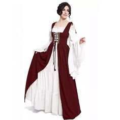 PRICES MAY VARY. Women Renaissance Costume Underbust Pirate Peasant OverDress High quality material, super soft, exquistie, making you noble and elegant. Three colors for picking up. Please refer to pictures we provide for more details. Suitable for halloween, cosplay parties, renaissance festival and even daily wear. We recommend hand washing and ironing it before wearing will be better. Suitable for renaissance fair and halloween Fair Outfits, Fest Outfits, Vintage Party Dresses, Court Dresses, Old Fashion Dresses, Medieval Costume, Old Dresses, Medieval Dress, Medieval Clothing