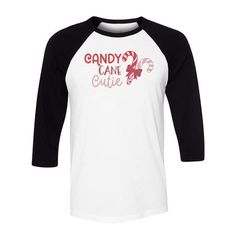 Say hello to the Candy Cane Cutie! This jolly design will add a festive touch to your holiday gatherings. Whether you're decking the halls or celebrating the season, you'll be sure to spread cheer everywhere you go with this fun and whimsical look. Ho ho Candy Cane Cutie Three-Quarter Raglan Sleeve Baseball Shirt Unisex X-Large White/Black Candy cane Christmas cutie holiday. This is a XL white/black mens or womens three-quarter raglan sleeve baseball t-shirt (standard unisex fit) sold by TeesAnd Candy Cane Cutie, Black Candy, Baseball Gear, Candy Cane Christmas, Baseball Shirt, Christmas Candy Cane, Baseball Shirts, Deck The Halls, Holiday Gathering