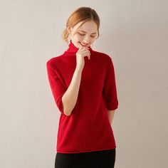 Free Shipping on orders $45+   
  First Order 10 % OFF, CODE: DAISYSILK   
  FREE Scrunchy or Eye Mask Gift on Orders $100+   
  (No Code Needed)      -95% A-grade Mongolian cashmere  
 -Knitted yarn Of long-staple finest fibers  
 -Basic round neck    
 - Regular Fit, short sleeve    
 
 This cashmere sweater adopts 95% Grade A Mongolian cashmere. Featured with softness, elasticity, and warmth, it is soft and comfortable to wear against bare skin. This sweater will fit you well due to its cur Winter Cashmere Top, Cashmere Tops For Winter, Red Cashmere Sweater For Fall, Cashmere Workwear Sweater In Red, Red Cashmere Winter Top, Fitted Cashmere Top, Casual Red Cashmere Tops, Fitted Cashmere Tops For Winter, Elegant Red Crew Neck Sweater