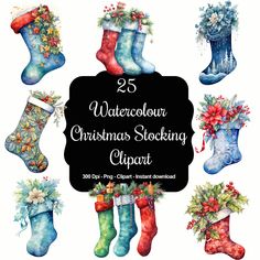 watercolor christmas stockings clipart