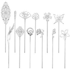 Hot Item Set Of 12 Pieces--You Will Receive 12pcs Silver Metal Hair Sticks With Different Patterns Like Photo Show In The Good Package. Different Patterns Provide More Choices To Match Your Hairstyles. High Quality Material--Every Hair Stick Is Well Made By Alloy Metal, Sturdy And Durable, Won't Deform Or Fade Easily. Excellent Material With Fineworkmanship Make These Hair Pins More Exquisite And Fancy. One Size Fits All--See The Size Photo On The Left, Metal Hair Stick Length: About From 13.5cm Asian Hair Pin, Chinese Accessories, Chopstick Hair, Bronze Hair, Bun Updo, Retro Hair, Like Photo, Chinese Hairstyle, Super Long Hair