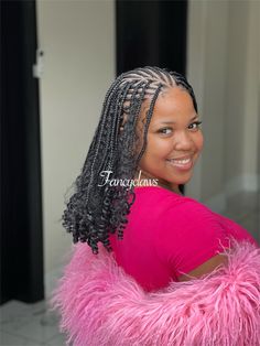 Short Braids With Curls For Black Women, Short Fulani Braids Hairstyles, Short Box Braids With Curls, Short Fulani Braids With Curls, Short Cornrows, Short Fulani Braids, Cornrows With Curls, Hari Styles, Diy Hair Wig