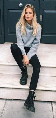 Fall Outfits Women 20s, Alternative Fashion Outfits, Casual Autumn Outfits Women, Fall Outfits 2018, Doc Martens Outfit, Boating Outfit, Outfit Jeans, Cute Fall Outfits, Women Outfits