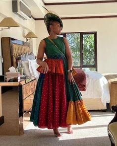 African Traditional Attire For Ladies, Mbhaco Designs, Mgidi Vibes, Xhosa Attire Traditional Dresses, Sotho Traditional Dresses, Seshoeshoe Dresses