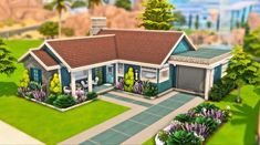 One Story Sims House, Sims 4 One Story House, Building References, 1 Story House, Sims 4 Bedroom