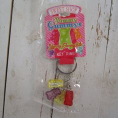 a key chain with gummy bears on it