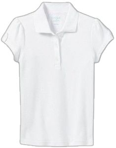 Casual White Stretch Polo Shirt, Relaxed Fit White Tops For School, White Relaxed Fit Top For School, Short Sleeve Solid Color T-shirt For School, Short Sleeve T-shirt For School, Solid Color Short Sleeve T-shirt For School, Classic Fitted School T-shirt, Fitted Short Sleeve Polo Shirt For School, Basic Short Sleeve Polo Shirt For School