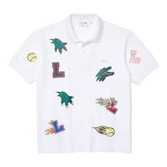 Holiday play with Lacoste's Croc Icon Heroes through re-interpreted Iconic PiecesMix-and-match the brand's polo with patches to make it even more unique. Made in France, personalized by you. Playful L1212 in organic petit piqué 2 buttons placket with real mother of pearl buttons 3cm recycled green crocodile at chest 2 sheets of heat transfer comics spirit patches Made in France Style #PH1424-51 Lacoste Shop, Badges Design, Polo Lacoste, Lacoste Shirt, Lacoste Polo, Lacoste Men, Polo Collar, Mens Polo Shirts, Polo Shirts