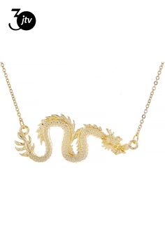 Off Park Collection��� Gold Tone Dragon Necklace. Measures Approximately 0.95"L x 2.29"W. Cable Chain With Toggle Clasp. Dragon Necklace, Toggle Clasp, Cable Chain, Gold Tones, Cable, Chain, Gold