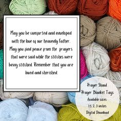 many balls of yarn with a poem written on it