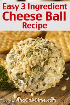 cheese ball recipe on a cutting board with crackers and parsley in the background