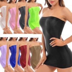 Trendy Fashion Women Bodycon Mini Tube Dress Sexy Oil Glossy Dress Chemise Tight Pencil Dress, Stunning Womens Dresses Glossy Dress, Mini Tube Dress, Tube Dress, Photo Colour, Trendy Fashion Women, Pencil Dress, Fashion Women, Trendy Fashion, Short Hair