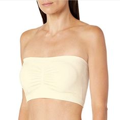 92% Nylon, 8% Spandex Pull On Closure Hand Wash Only Soft Durable With Removable Bra Cups **All Items Shipped Next Business Day** Beige Seamless Strapless Bra, Beige Bandeau Bra, Beige Seamless Tube Top, Summer Bandeau Tube Top With Medium Bust Support, Strapless Bra With Removable Pads For Spring, Full Coverage Tube Top With Medium Bust Support, Fitted Bandeau Bra With Built-in Support, Fitted Bandeau Bra With Built-in Bra, White Bandeau Tube Top With Built-in Bra