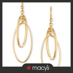 in stock Macy's Oval Gold Jewelry, Elegant Yellow Gold Oval Link Hoop Earrings, Modern Oval Gold-tone Jewelry, Modern Gold-tone Oval Jewelry, Yellow Gold Oval Hoop Earrings With Ear Wire, Macy's Oval Yellow Gold Earrings, Macy's Yellow Gold Oval Earrings, Modern Yellow Gold Earrings From Macy's, Modern 14k Gold Jewelry From Macy's