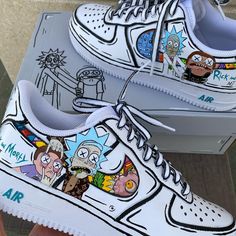 Custom Air Force 1 Rick And Morty, Rick And Morty Shoe Painting, Rick And Morty Shoes Nike, Rick And Morty Air Force 1, Rick And Morty Sneakers, Rick And Morty Clothing, Rick And Morty Custom Shoes, Air Force 1 Customized, Jordan 1 Custom Ideas