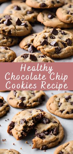 healthy chocolate chip cookies recipe with text overlay