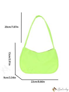 BirdinBag - Luminous Green Baguette Handbag Green Baguette Tote Bag For Daily Use, Green Baguette Bag For Daily Use, Casual Square Baguette Bag For Errands, Green Tote Baguette Bag For Shopping, Green Rectangular Baguette Bag With Zipper, Green Baguette Bag With Zipper Closure, Green Rectangular Baguette Bag With Zipper Closure, Chic Satchel Baguette Bag For School, Trendy Shoulder Baguette Bag For Errands