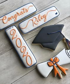 decorated cookies with graduation caps and tassels