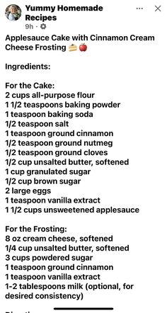 the recipe for an apple cake with cinnamon cream