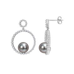 Adorned with luminous Tahitian cultured pearls and sparkling white sapphires, these Stella Grace 10k white gold earrings are an eye-catching accessory you'll love. Adorned with luminous Tahitian cultured pearls and sparkling white sapphires, these Stella Grace 10k white gold earrings are an eye-catching accessory you'll love. Nickel free Metal: 10k white gold Backings: post Packaging: boxed Plating: rhodium Finish: polished Length: 9.2 mmSTONE DETAILS Stone type: white sapphire Total weight: 1 1 Timeless Diamond Pearl Earrings, Fine Jewelry Brilliant Cut Pearl Earrings For Evening, Evening Fine Jewelry Pearl Earrings With Brilliant Cut, Elegant Silver Platinum Pearl Earrings, Platinum Round Pearl Earrings For Anniversary, Akoya Pearl Diamond Earrings With Diamond Accents For Evening, Evening Diamond Pearl Earrings, Round Diamond Pearl Earrings For Evening, Diamond Pearl Earrings For Evening