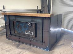 a large metal box with the word labs on it