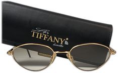 Gold Oval Sunglasses With Gradient Lenses, Formal Gold Oval Sunglasses, Gold Oval Sunglasses For Formal Occasions, Vintage Gold Sunglasses For Formal Occasion, 1960s Sunglasses, 1970s Sunglasses, Tiffany Gold, Black Round Sunglasses, Chanel Box