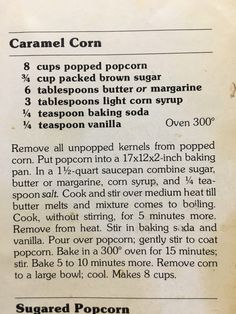 an old recipe for caramel corn