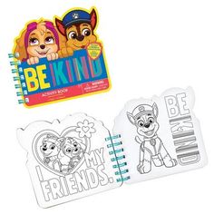 two stickers with the words be kind and an image of a dog on it